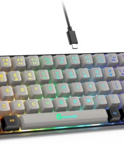 GEODMAER 65% Gaming Keyboard, Wired Backlit Mini Keyboard, Ultra-Compact Anti-Ghosting No-Conflict 68 Keys Membrane Gaming Wired Keyboard for PC Laptop Windows Gamer