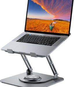 JOYEKY Laptop Stand for Desk, Adjustable Computer Stand with 360° Rotating Base, Ergonomic Laptop Riser for Collaborative Work, Foldable & Portable Laptop Stand, fits for All 10-16" Laptops