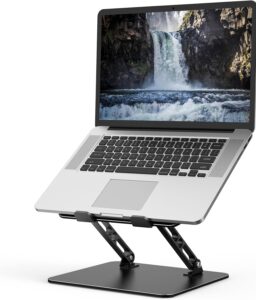Adjustable Laptop Stand for Desk, Metal Laptop Riser Holder | Portable Desktop Book Stands, Foldable Ventilated Cooling Computer Notebook Stand Compatible with 10-15.6” Laptops, Tablets